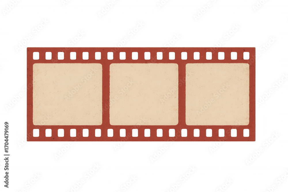 Fototapeta premium Vintage super 8 film frames aging, showcasing weathered texture against transparent surface, ready for graphic design adaptation