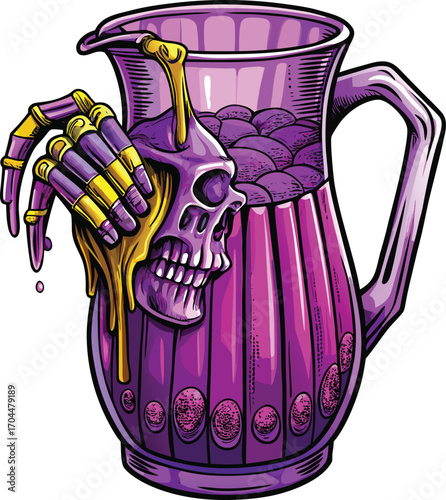 Spooky Lemonade Drink Purple Skull Pitcher Drink Design