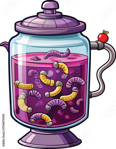 Spooky Lemonade Drink Weird Glass Worm Teapot