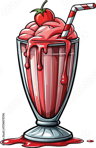 Halloween Milkshake Glass Delicious Strawberry Ice Cream Shake