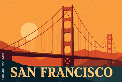 Golden Gate Bridge Sunset San Francisco.eps