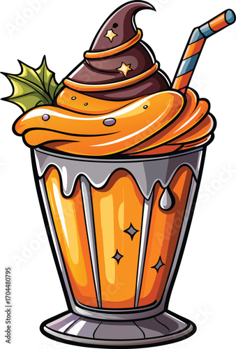 Halloween Milkshake Glass Spooky Halloween Orange Milkshake