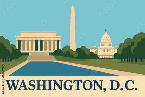 National Mall View with Lincoln Memorial Washington D.C..eps