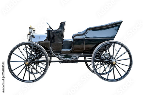Elegant vintage carriage with intricate wheel design on transparent background