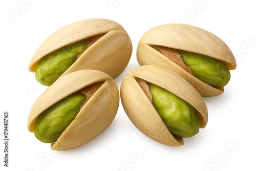 Wallpaper Mural Green pistachio seeds spilling from cracked shells against transparent backdrop Torontodigital.ca