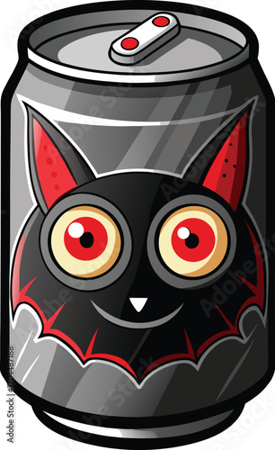 Halloween Beer Mug Spooky Bat Energy Drink Can