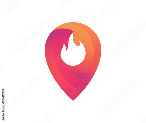 Modern Flame pin vector logo design template