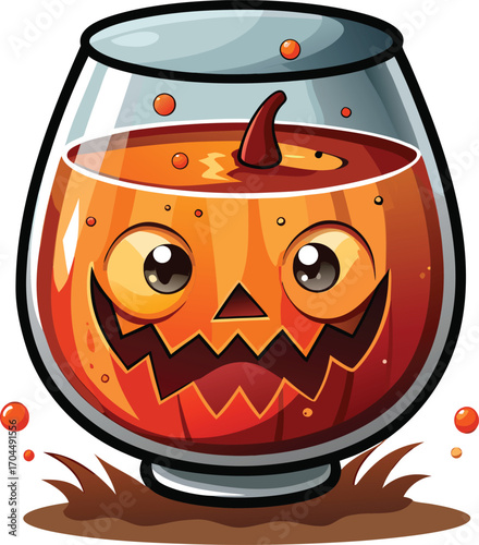 Pumpkin Vodka Cocktail Cute Pumpkin Halloween Drink Glass
