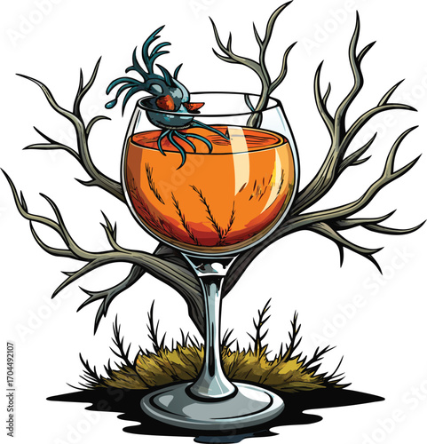 Pumpkin Vodka Cocktail Drowned Creature Cocktail Glass