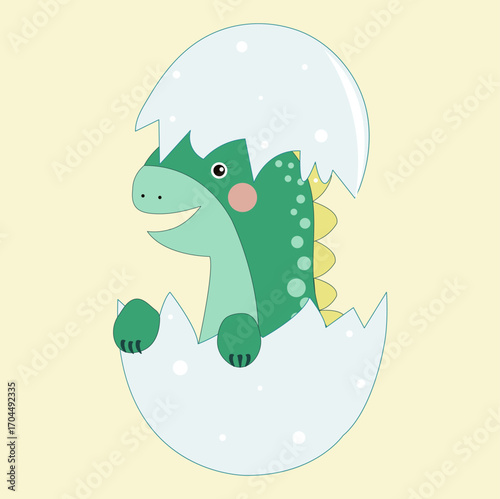 Dinosaur in the egg, character, baby dinosaur, dinosaur egg, animals, children, cute baby dinosaur