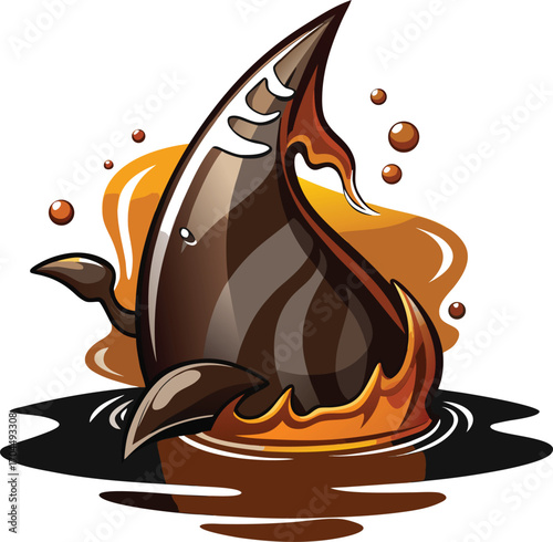 Spooky Rum Drink Shark Oil Spill Cartoon Illustration