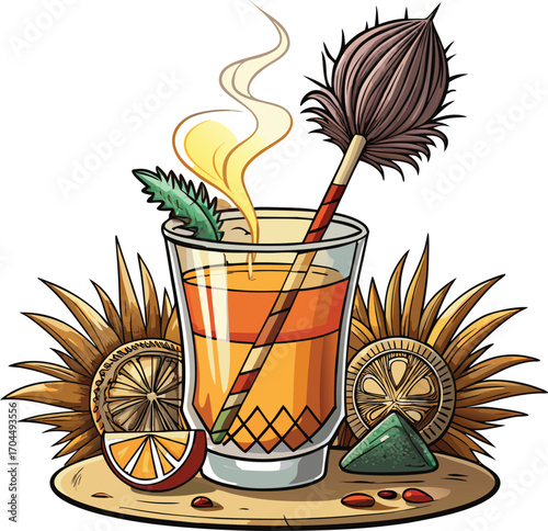 Spooky Rum Drink Exotic Cocktail Drink Illustration