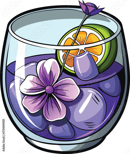 Witch Gin and Tonic Purple Cocktail Glass Drink Flower