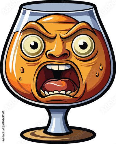 Haunted Cocktail Glass Angry Face in Brandy Glass