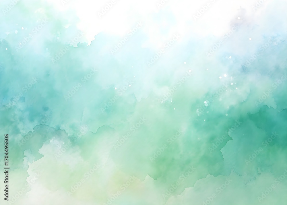Fototapeta premium Watercolor background with shades of green and blue creating a soft and calming atmosphere