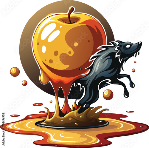 Haunted Cider Halloween Melted Apple, Wolf, Halloween