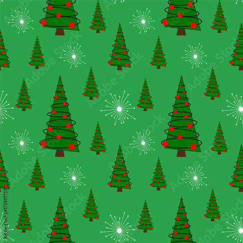Christmas Tree Seamless Pattern Retro Background Atomic Age Holiday Repeating Design Mid Century Modern Digital Wrapping Paper Print Fabric Textile Design