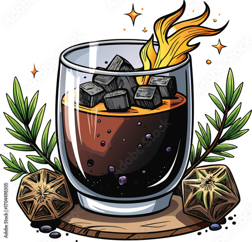 Halloween Kombucha Glass Halloween Kombucha Drink Illustration