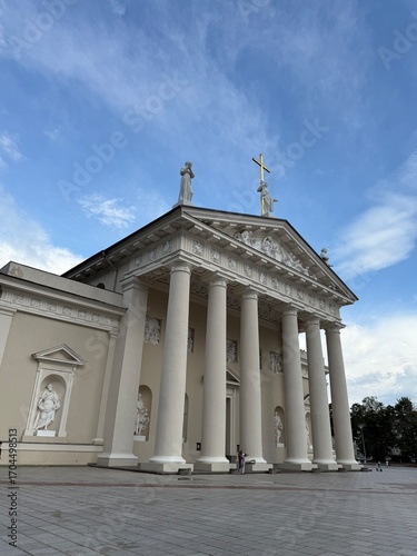Church with colonnades in Lithuania. 