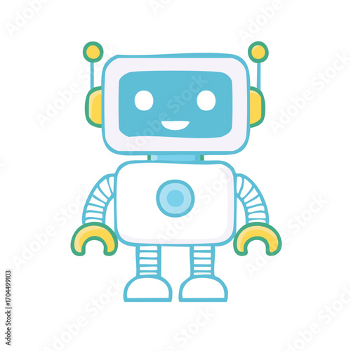A friendly robot ready to assist, showcasing a cute design with a welcoming smile