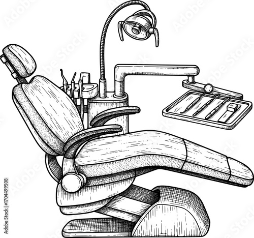 Dental chair icon with hand-drawn style