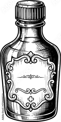 Medicine bottle icon with hand-drawn style