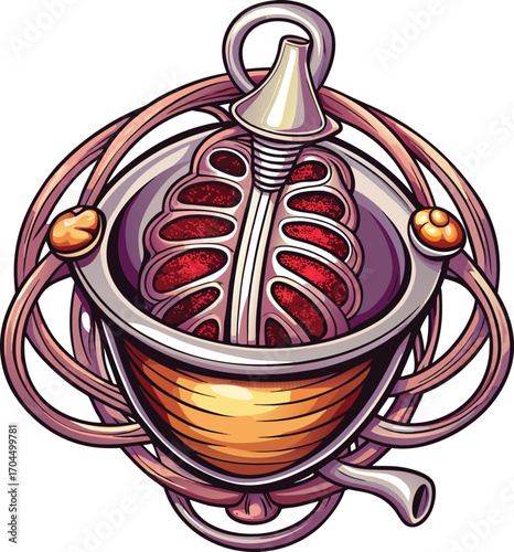 Creepy Herbal Tea Ornate Anatomical Pendant Design