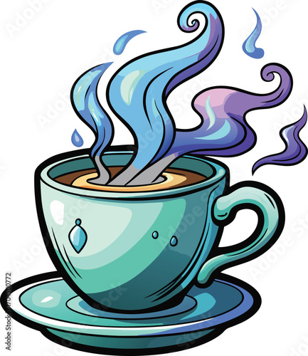Creepy Herbal Tea Magical Teal Tea Cup Steam