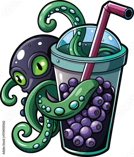Haunted Bubble Tea Cute Octopus Bubble Tea Drink