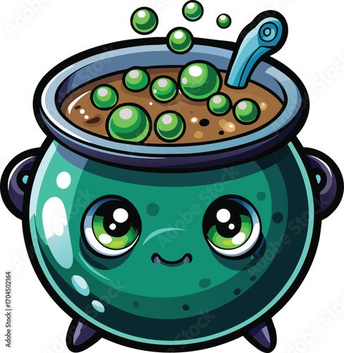 Haunted Bubble Tea Cute Green Potion Cauldron