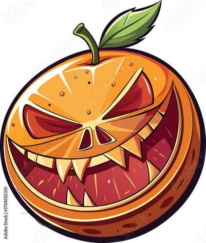 Haunted Mulled Wine Spooky Orange Halloween Cartoon