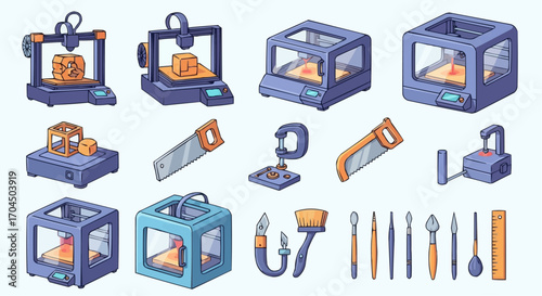 Explore creative tools and 3d printers for innovation and rapid prototyping in engineering design labs vector