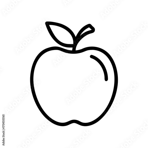 Minimalist black outline apple icon vector illustration scalable graphic design fruit symbol