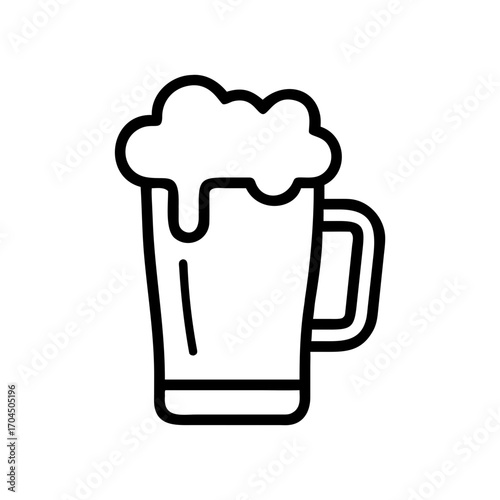 Minimal outline beer mug icon with frothy foam vector illustration scalable graphic