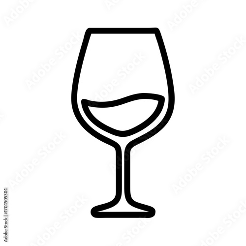 Minimalist thin black outline wine glass vector illustration scalable icon for beverages and celebrations