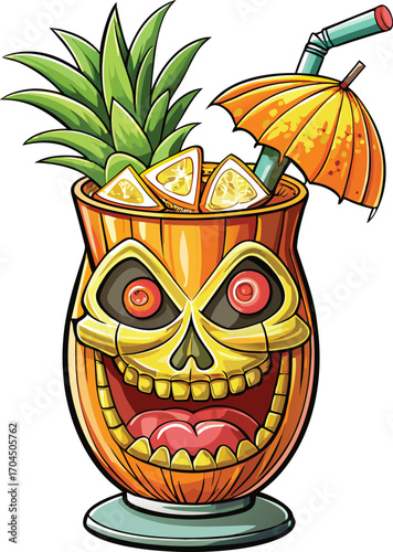 Pumpkin Pina Colada Skull Tiki Pumpkin Drink