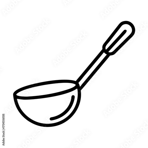 Thin line icon ladle round bowl long handle scalable vector illustration kitchen utensil