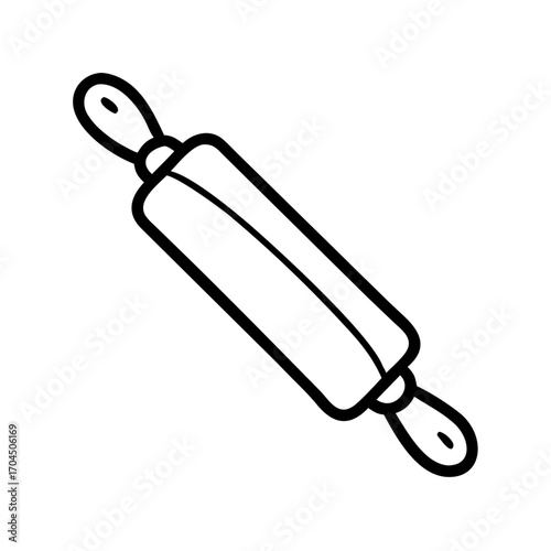 Clean outline vector illustration of a rolling pin with round handles scalable icon for baking and kitchen themes