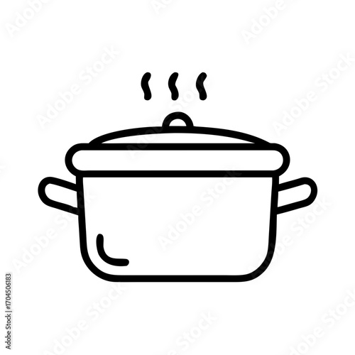 Minimalist outline icon of a cooking pot with handles scalable vector graphic for cooking and food themes