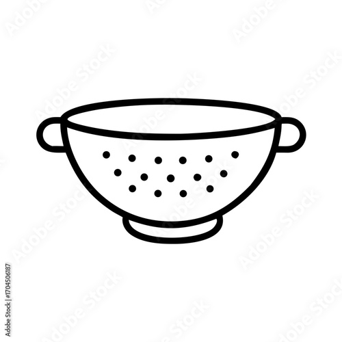 Scalable vector outline icon of a colander with draining holes for kitchen and cooking graphics