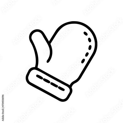Simple outline vector illustration of a kitchen oven mitt icon scalable for design