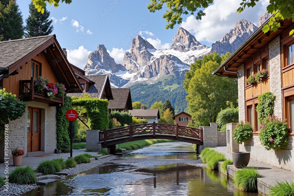 Obraz premium Alpine Village Escape 