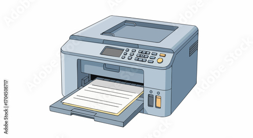 Illustration of a modern office printer for printing documents and scanning, a common office equipment item vector