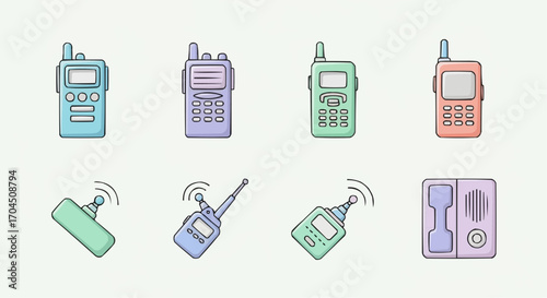 Explore vintage walkie talkies vector art collection for communication enthusiasts and retro technology lovers vector