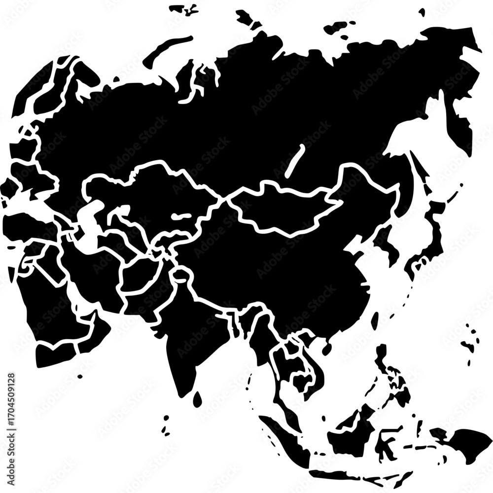 Obraz premium Asia Map Outline Icon Vector - 2