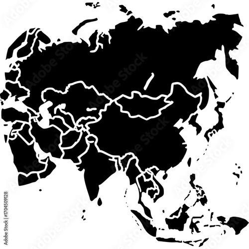 Asia Map Outline Icon Vector - 2