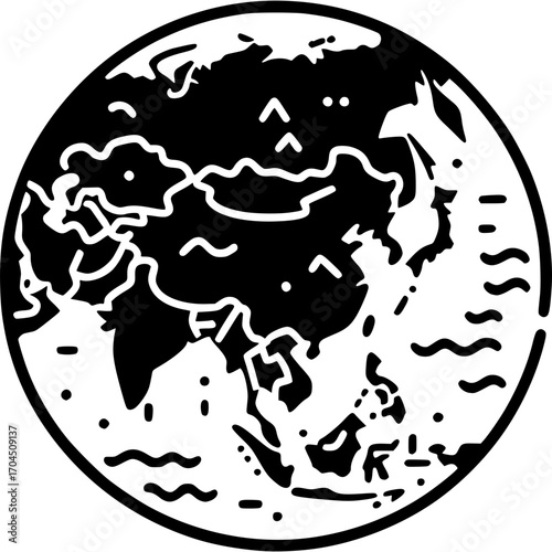 Asia Map Outline Icon Vector - 4