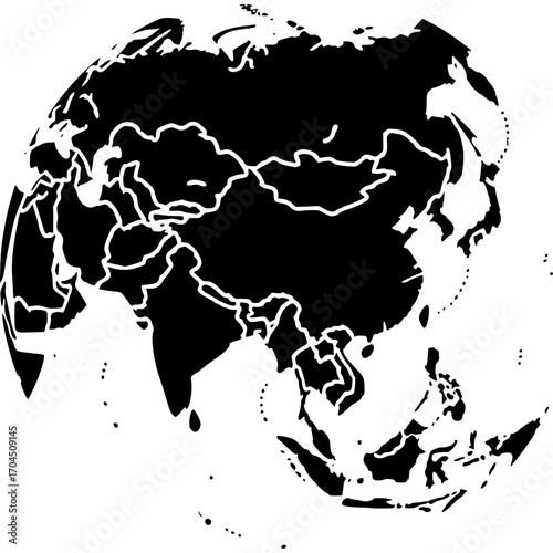 Asia Map Outline Icon Vector - 5
