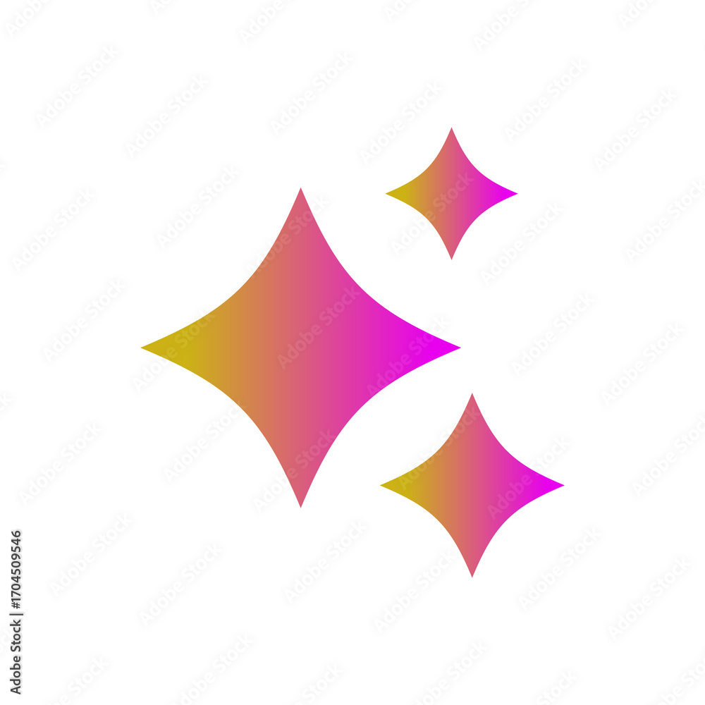 Obraz premium Generative AI star and magic sparkles star logo icon with colorful design. Modern artificial intelligence and spark star symbol for creative tools and designs.