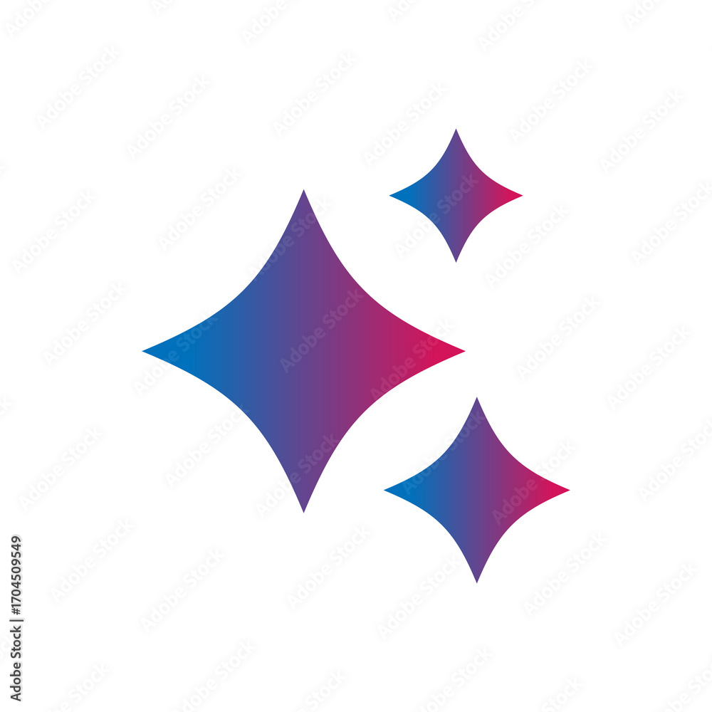 Fototapeta premium Generative AI star and magic sparkles star logo icon with colorful design. Modern artificial intelligence and spark star symbol for creative tools and designs.